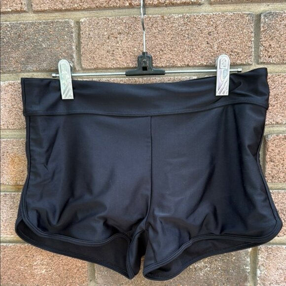 🍒Black Athletic Swim Material Shorts Size Large - Picture 1 of 4